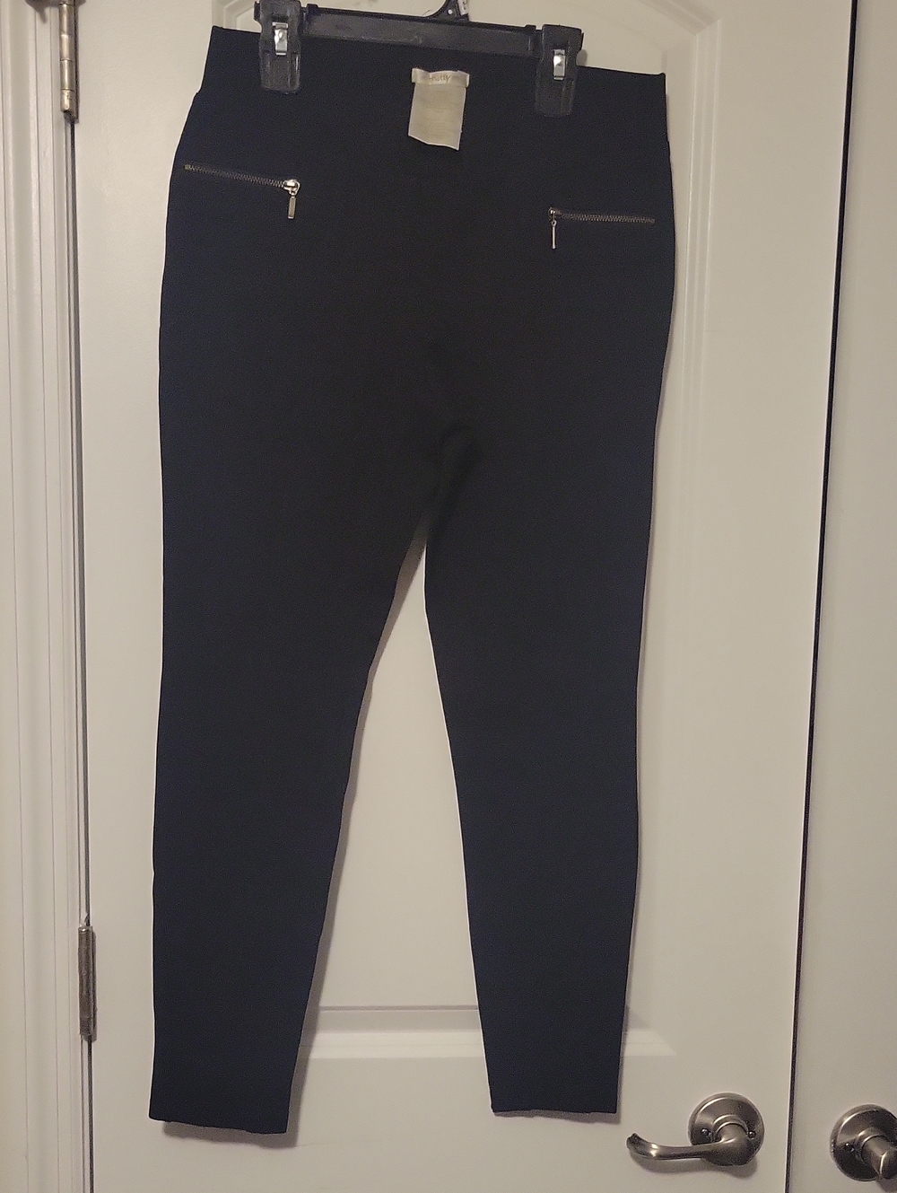 Black Women's Slim Ponte Pants with Zip Pockets